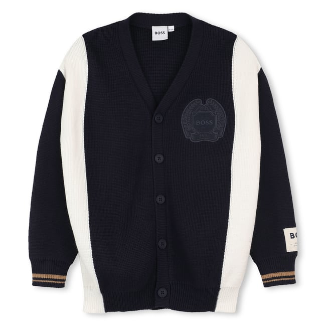 Cardigan en tricot bleu cargo <span itemprop=