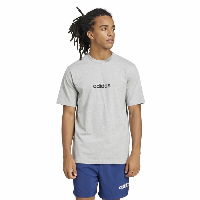 T-shirt manches courtes Essentiel Linear logo gris chiné <span itemprop=