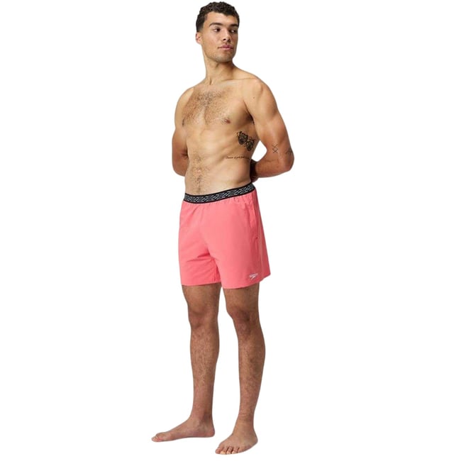 Short de bain à taille élastiquée motif/style zig-zag sur bande de taille HYPERBOOM corail <span itemprop=
