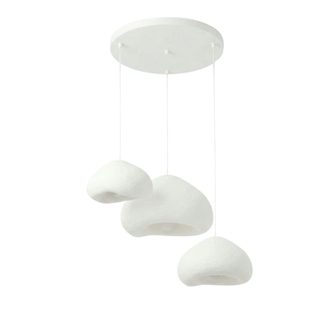 Suspension blanche design 3 abat-jour 82 cm NOXIS Couleur blanc <span itemprop=