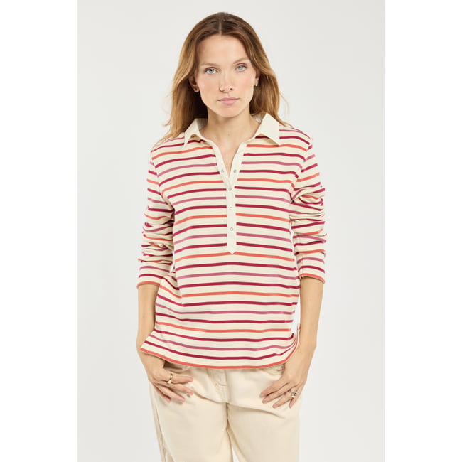 Polo Baïla - coton épais nature/betterave/rust/viol <span itemprop=