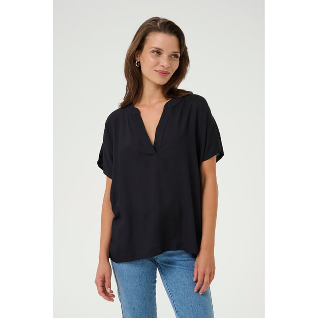 Short sleeved blouse noir black <span itemprop=