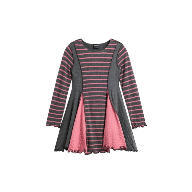 Robe évasée à rayures gris <span itemprop=