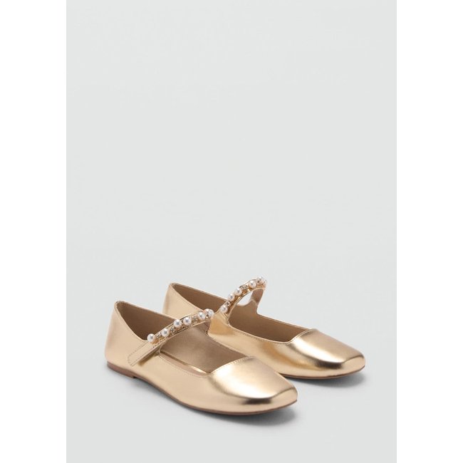Ballerines bride métallisée or <span itemprop=