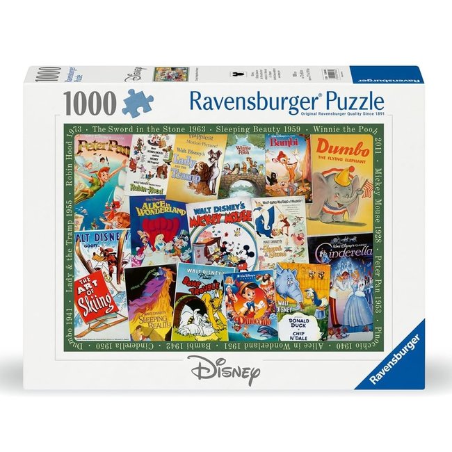 Puzzle Affiche vintage des films Disney 1000 pcs blanc <span itemprop=