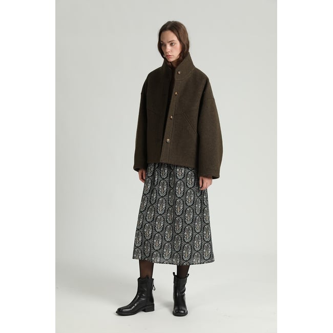 Veste en laine majoritaire marron <span itemprop=
