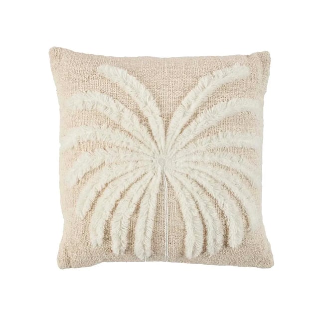 Housse de coussin en coton ISLA PALM blanc beige <span itemprop=