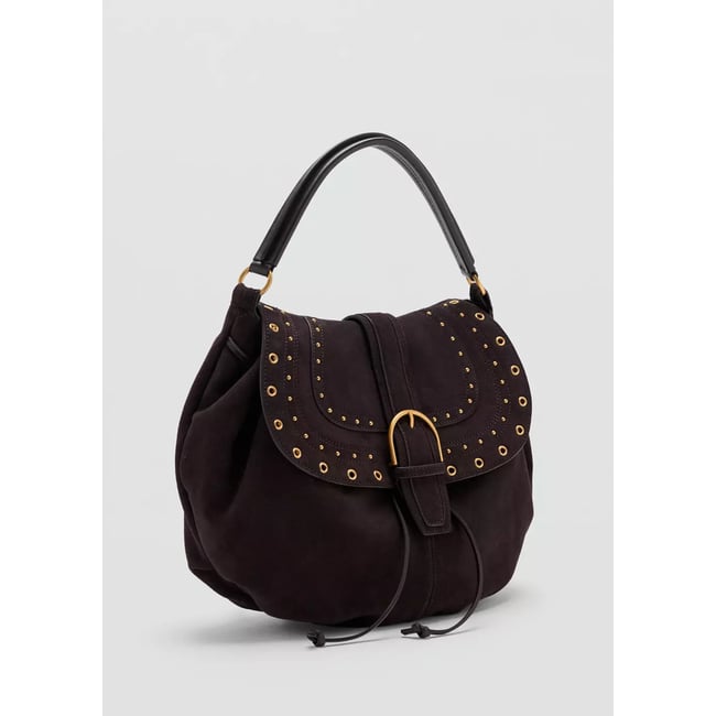Sac clouté cuir chocolat <span itemprop=