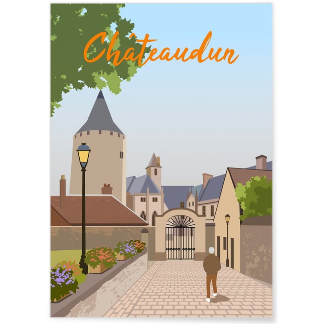 Affiche ville Châteaudun Couleur blanc <span itemprop=