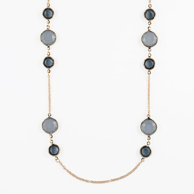 Sautoir perles à facettes vertes vert <span itemprop=
