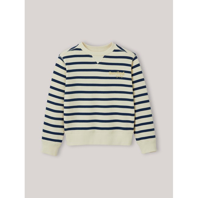 Sweat rayé en coton biologique rayre bleue <span itemprop=