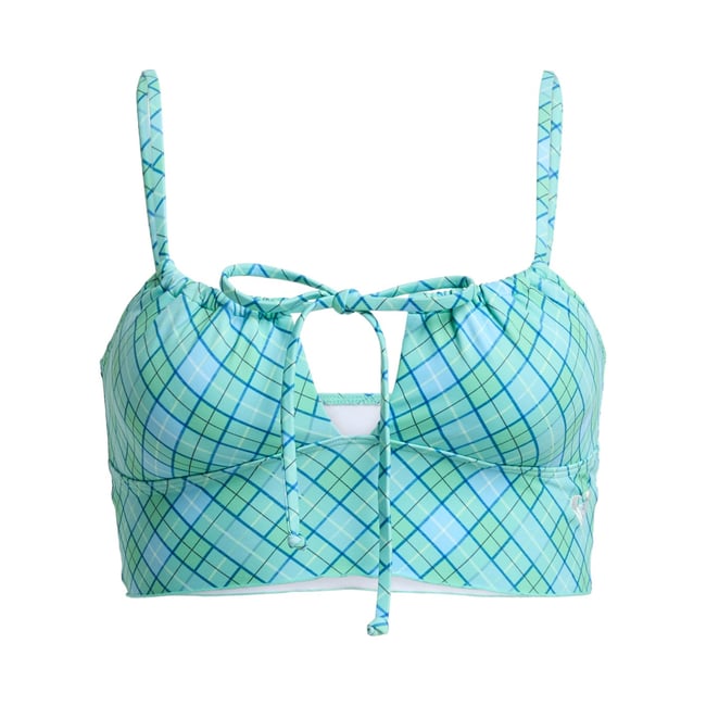 Haut de maillot de bain bikini tank PRINTED ESSENTIALS TANK TOP. vert katydid as if plaid <span itemprop=