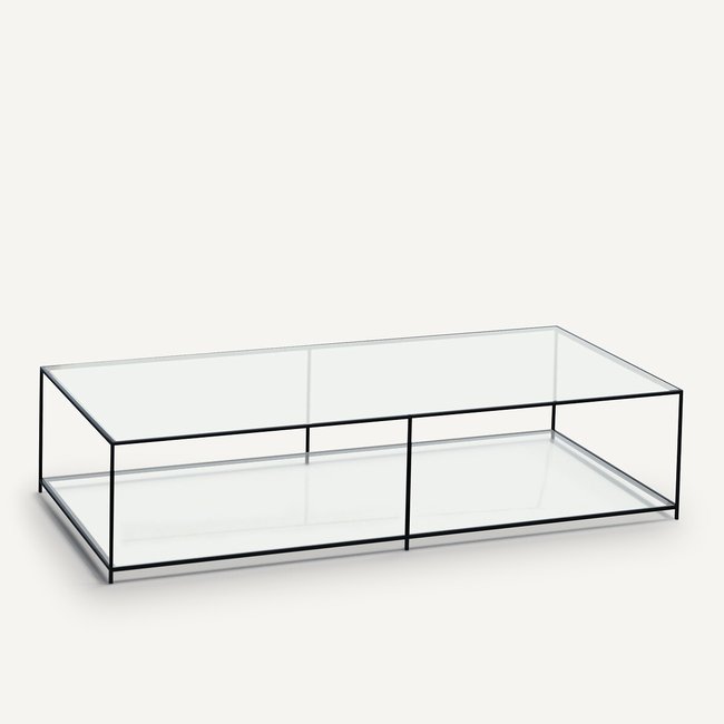Table basse rectangulaire verre trempé, Sybil Couleur transparent <span itemprop=