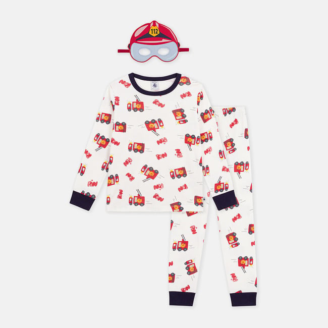 Pigiama da travestimento in felpa, con stampa con pompieri fantasia PETIT BATEAU