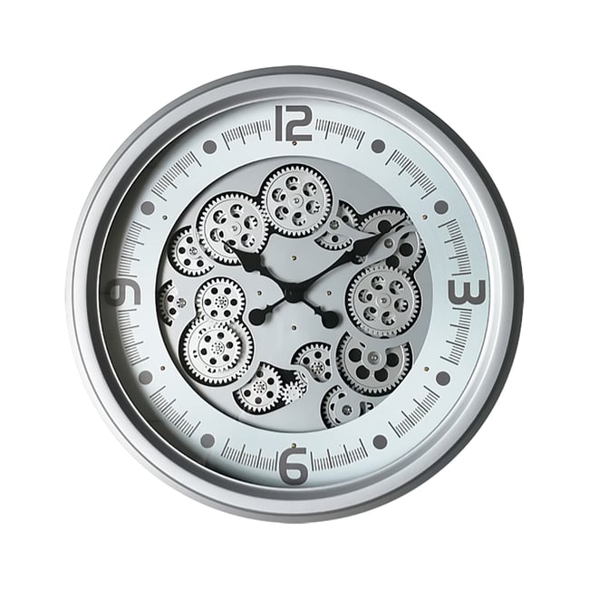 Horloge moderne à mécanismes 52cm Couleur argent <span itemprop=
