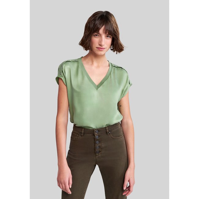 Blouse met V-hals zonder mouwen <span itemprop=