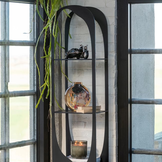 Bibliothèque étagère en métal 4 tablettes H200 - SYLO Couleur noir <span itemprop=