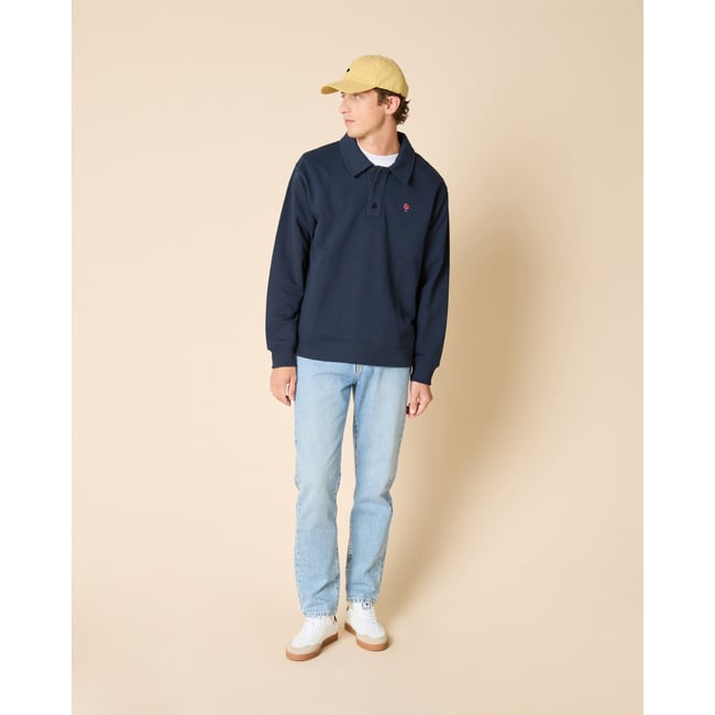 Sweat en molleton bleu marine <span itemprop=