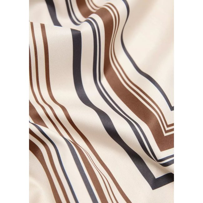 Foulard imprimé géométrique beige <span itemprop=