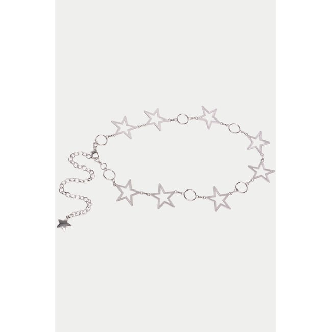 Ceinture fine avec chaîne gris argent <span itemprop=