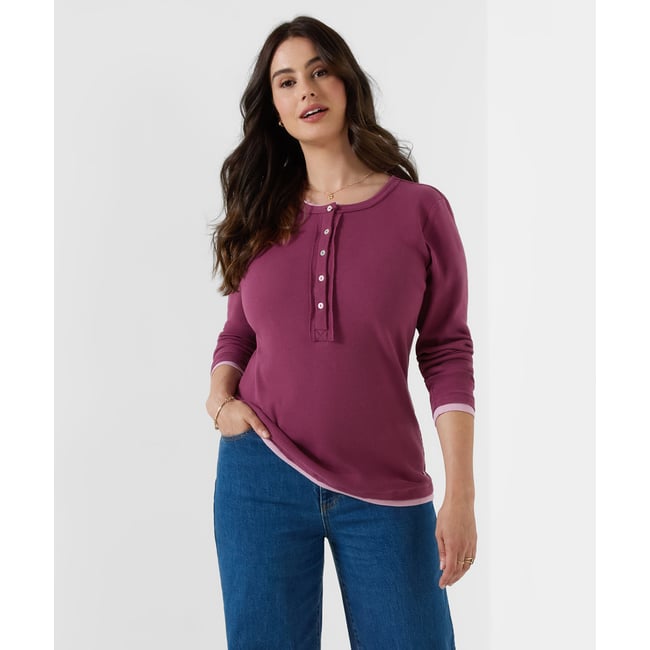 Henley en Jersey Double Épaisseur Margot violet <span itemprop=
