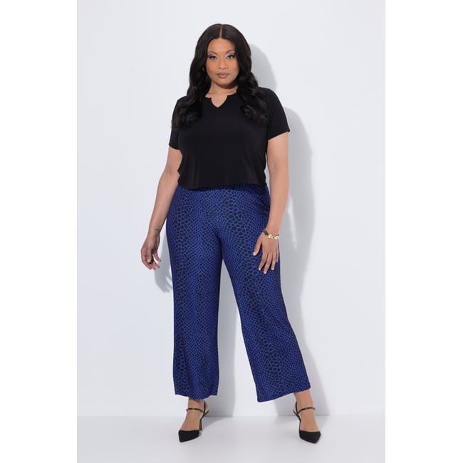 Pantalon en jersey, motif peau de serpent noir <span itemprop=