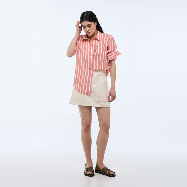 Chemise manches longues rayée en lin - MONOPRIX