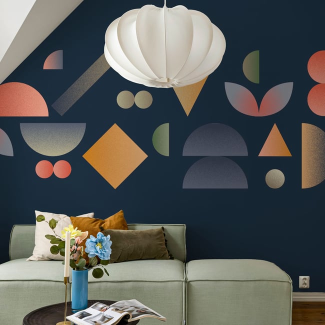 Papier peint panoramique Tempo, Bleu 450 x 250cm - ACTE DECO