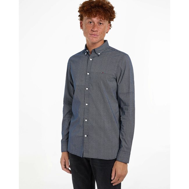 Flex-Hemd mit Mikromuster hellblau <span itemprop=
