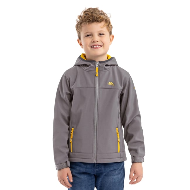 Veste softshell imperméable à capuche FASTER gris / jaune <span itemprop=