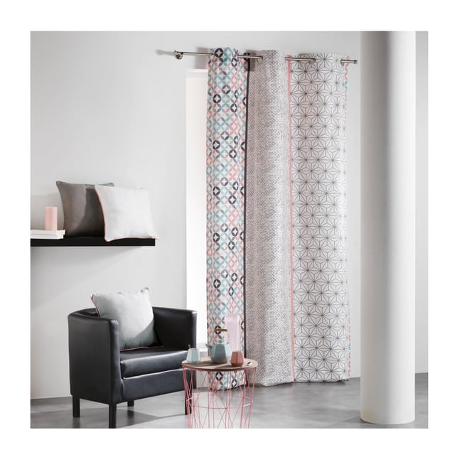 Rideau a oeillets 140 x 240 cm Remix rose menthe rose, menthe <span itemprop=