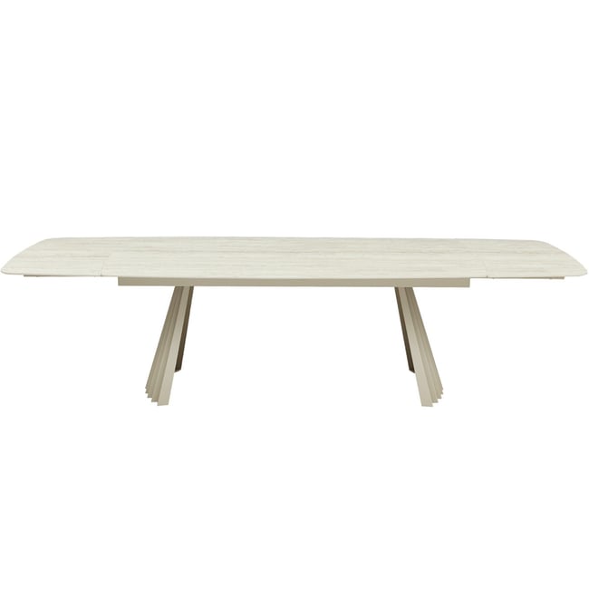 Table à manger extensible 8/12 couverts en céramique effet Travertin - BRUMA Couleur travertin <span itemprop=