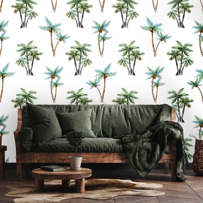 Papier peint jungle coconut Couleur intissé <span itemprop=