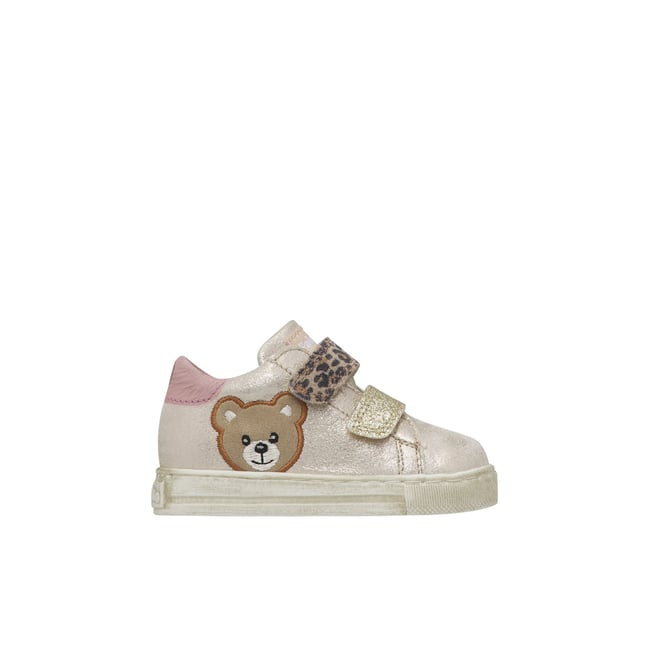 Sneakers en cuir et tissu GEORDI 3 VL platine-marron <span itemprop=