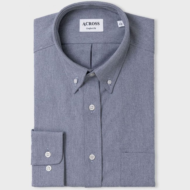 Chemise Confort fit en coton chambray bleu marine <span itemprop=