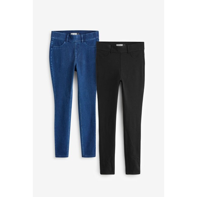 Leggings longs en denim, lot de 2 noir/bleu <span itemprop=