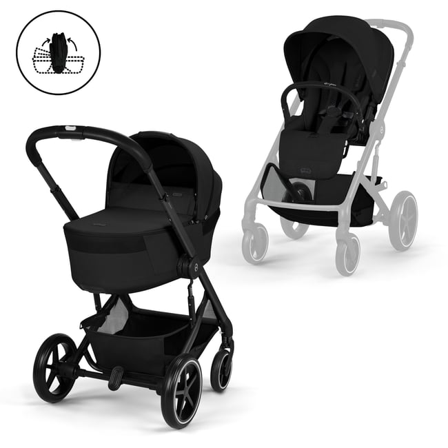 Poussette duo tout terrain Balios S Lux 4 avec nacelle pliable noir moon black <span itemprop=