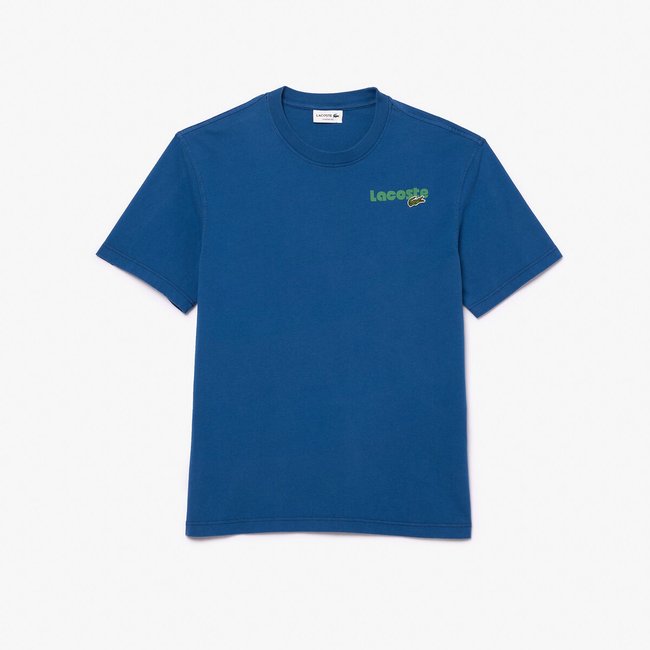 T-shirt girocollo in jersey logo dietro blu LACOSTE