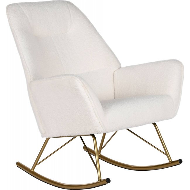 Rocking chair moderne, pieds en métal Couleur blanc crème avec détails dorés <span itemprop=