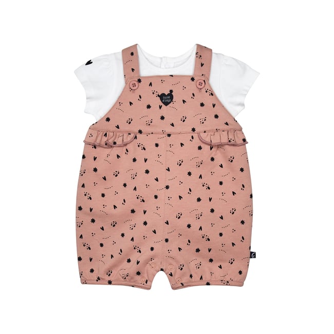 Ensemble t-shirt et salopette rima rose <span itemprop=