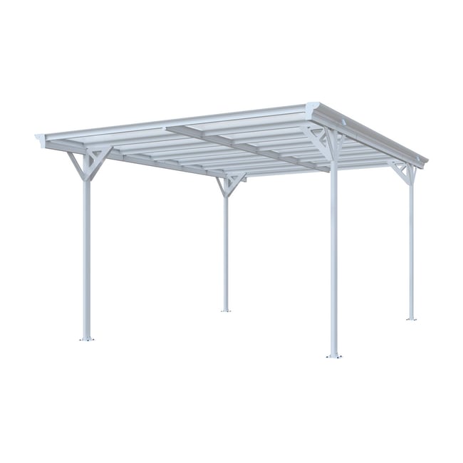 Carport aluminium et polycarbonate 15m² LE BORN blanc <span itemprop=