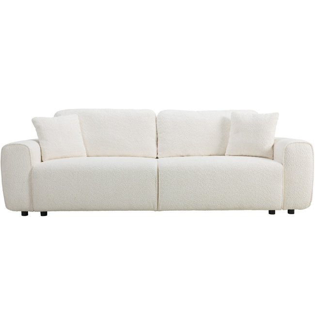 Canapé convertible 3 places en tissu bouclé - GRAZIA Couleur beige <span itemprop=