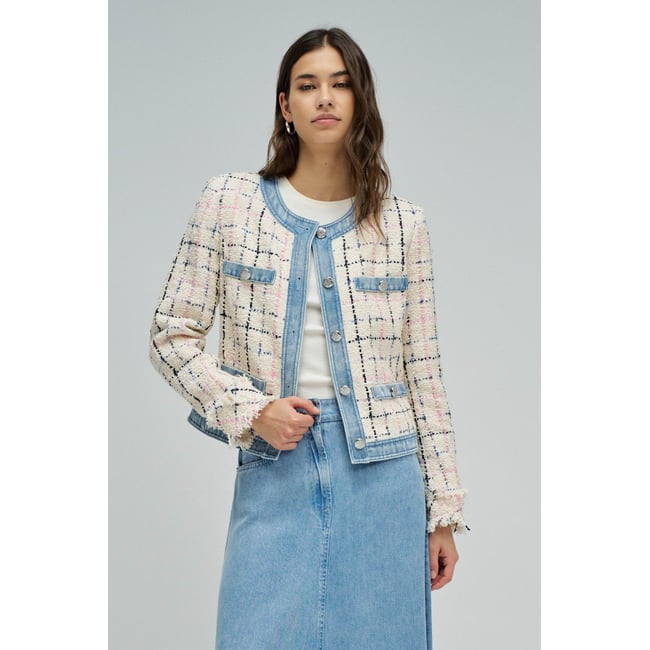 VESTE EN TWEED beige <span itemprop=