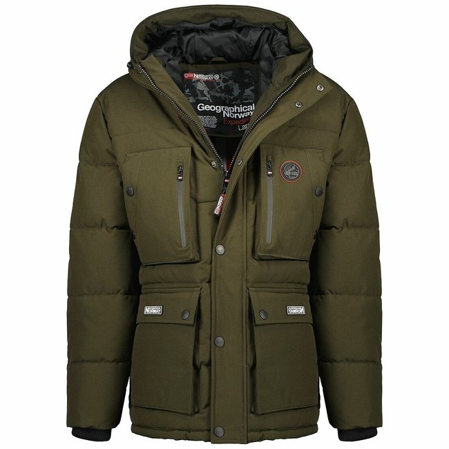 Парка утепленная на молнии с капюшоном Albert хаки GEOGRAPHICAL NORWAY