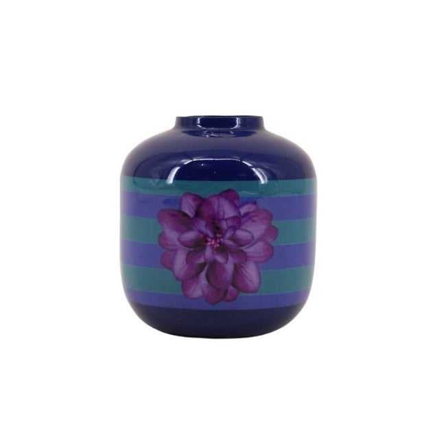 Vase en métal laqué à rayures et, H11cm Couleur violet <span itemprop=