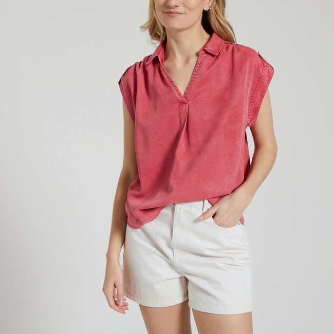 Ärmellose Bluse rosa <span itemprop=
