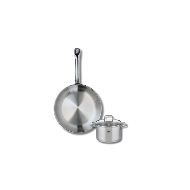 Batterie de cuisine 1 poêle 24cm + 1 faitout 12cm PROFI CITRIN gris <span itemprop=