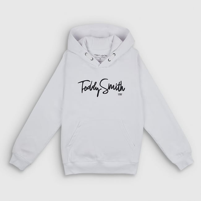 Sweat à capuche en molleton blanc <span itemprop=