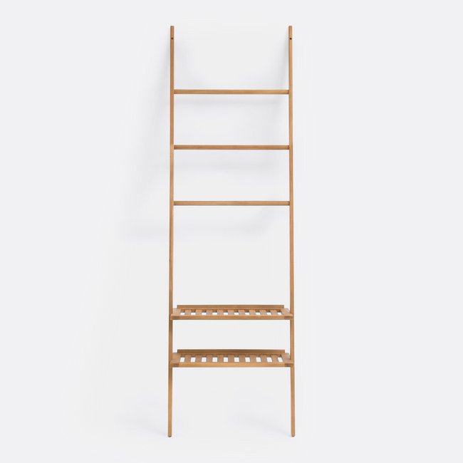 Estantería de escalera de acacia aceitada, acabado de teca, Kiari acacia <span itemprop=