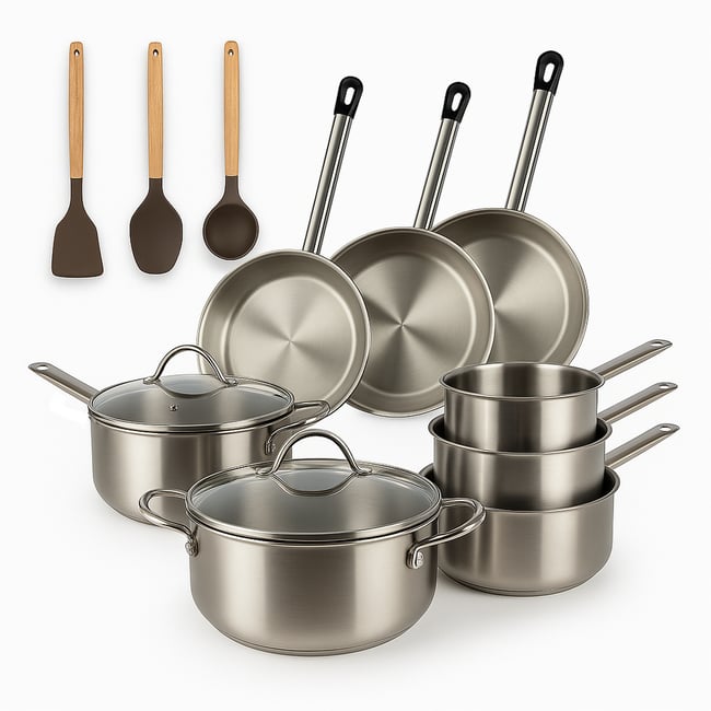 Set 11 pièces de cuisson en inox, PROFESSIONNEL inox <span itemprop=
